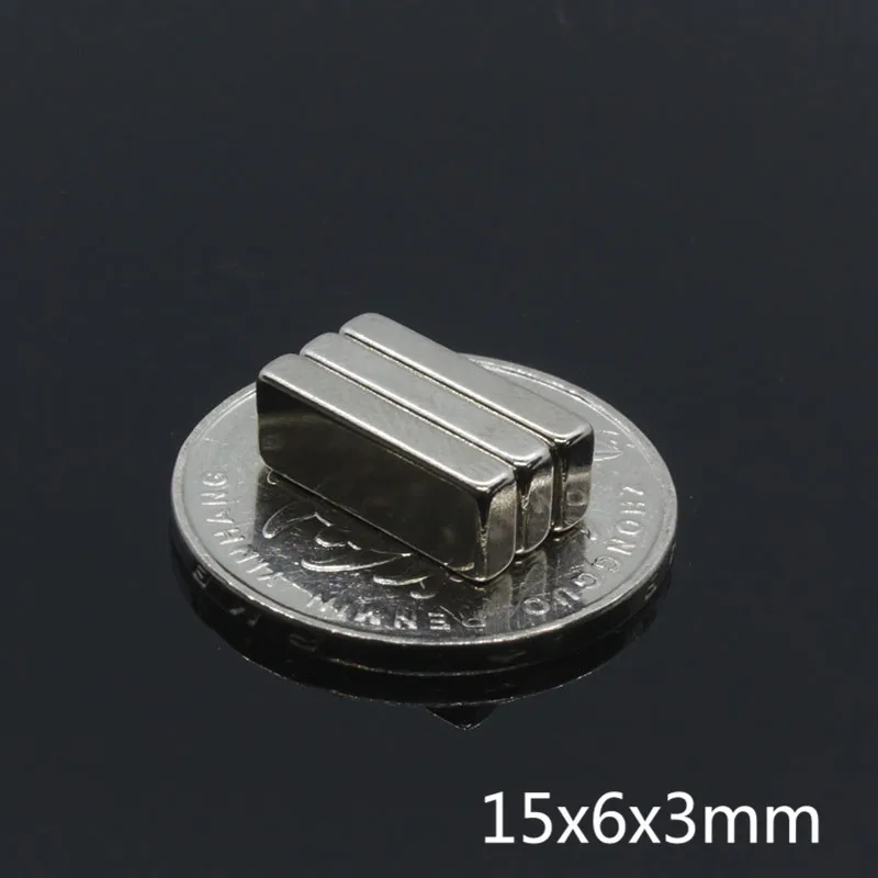 100 шт. 15x6x3 мм Блок N35 Супер мощный постоянный магнит NdFeB кубовидные Редкоземельные