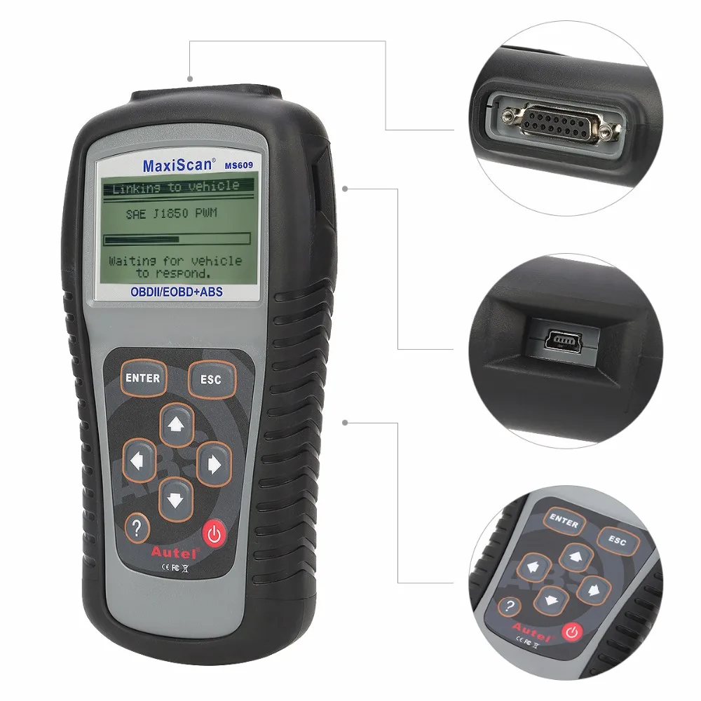 Сканер Autel Maxiscan MS609 OBD2 считыватель кодов с полными функциями АБС пластик