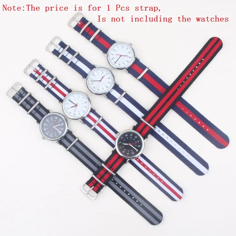 Buy 2 Get 10% OFF) 18mm 20mm 22mm 24mm Solid color Nylon Stripes Nato Woven Fiber watchband Watch Strap Wristwatch Band fabric