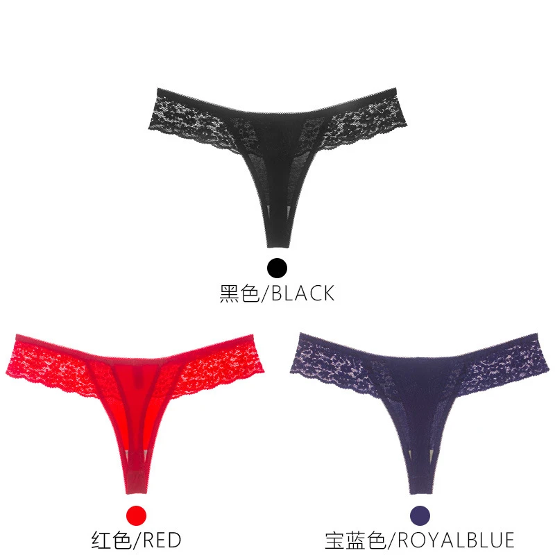 black red blue 3 шт./лот, сексуальные, цветочные, кружевные, хлопок, пэчворк, стринги, v-образный вырез, трусики, женские, с высокой посадкой, стринги, спортивные штаны, кружевное нижнее белье, нижнее белье - Цвет: black red blue