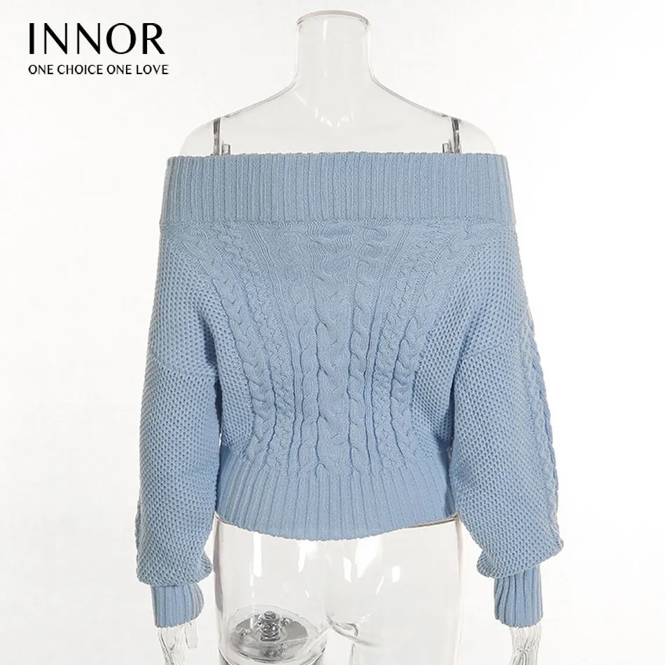 Innor осенний и зимний базовый женский свитер с вырезом без бретелек утепленный