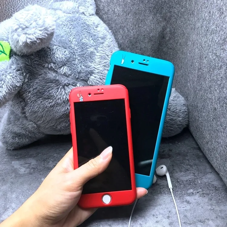 Мультяшный 360 Полный корпус защитный чехол для телефона Iphone 6 6s 7 8 Plus xs max xr задняя