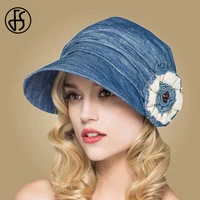 fs fashion cotton summer hats for women beach sun hat flower beige blue wide brim floppy visors caps adjustable chapeu feminino
