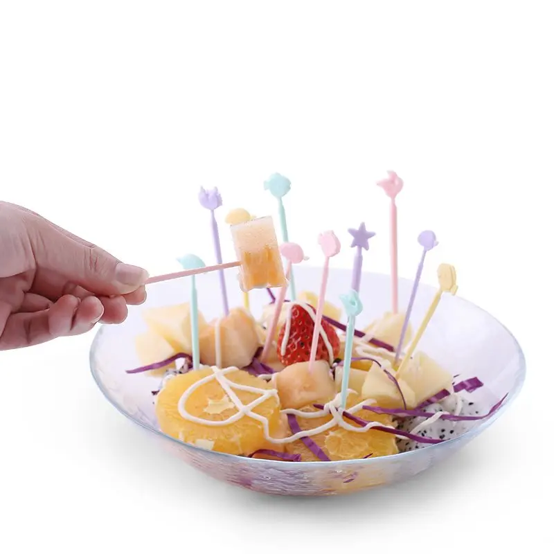 12 шт. милые Мультяшные фруктовые вилки палочки для еды торт десерт зубочистка столовые принадлежности набор салат инструмент Ресторан вечерние принадлежности