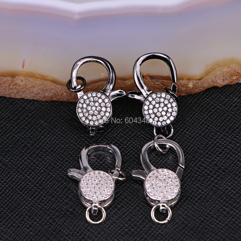 10 шт. ZYZ180-9193 прозрачный CZ Micro Pave медь Омар застежка пистолет черный розовый