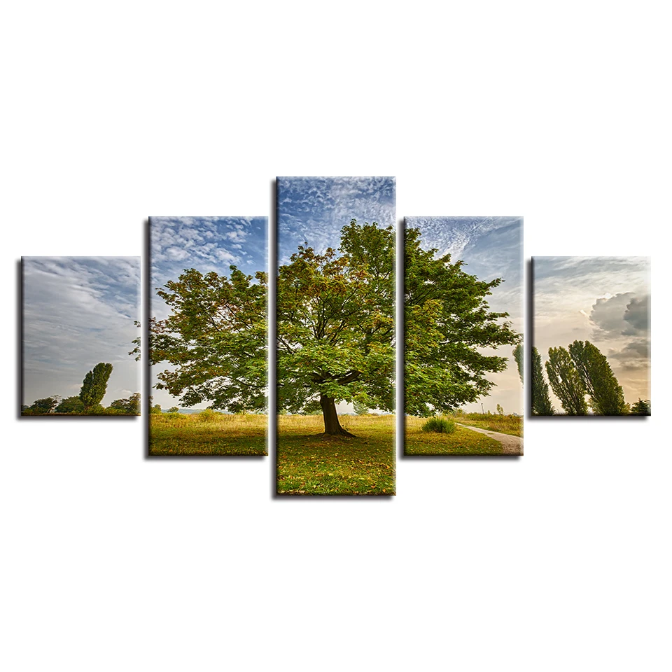 Картины на стену декор для спальни HD печать 5 шт. зеленые деревья природный пейзаж