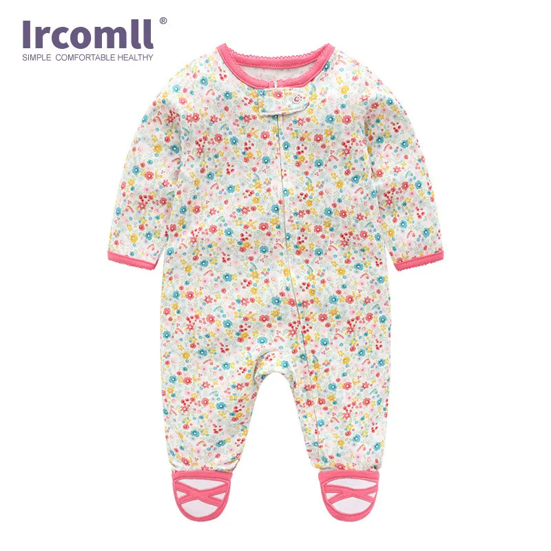 Ircomll Infant Toddler Newborn Baby Boy Girl Jumpsuit Unisex Kids Cotton Baseball Floral Footies Outfit Clothing Set | Детская одежда и