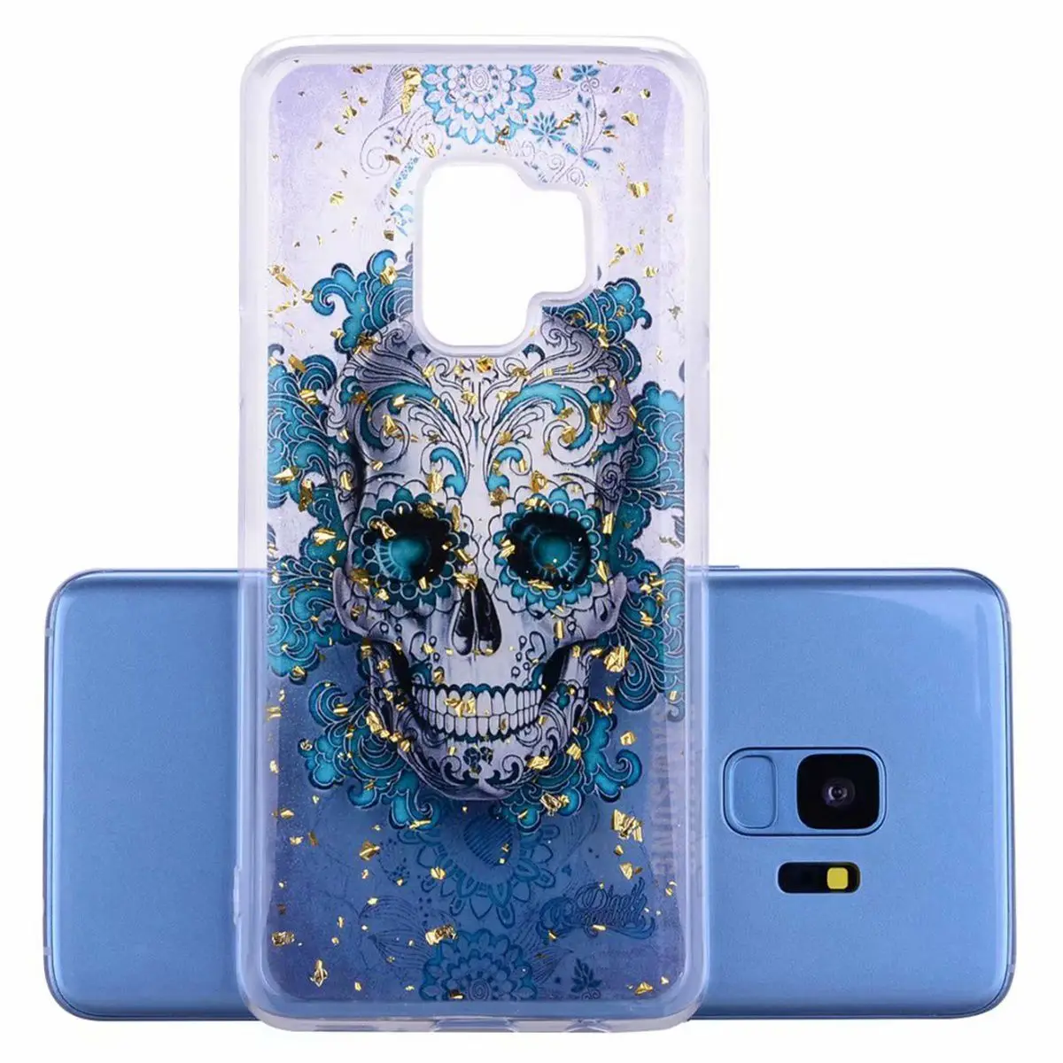 Эпоксидный чехол для телефона iPhone S9 S10 Plus прозрачный из ТПУ с цветком Samsung note 8 9 A30