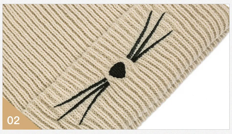 Модные хлопковые зимние головные уборы для женщин Skullies Beanies милая мягкая вязаная шапка в форме кошки для женщин и девушек, милые шапочки для волос