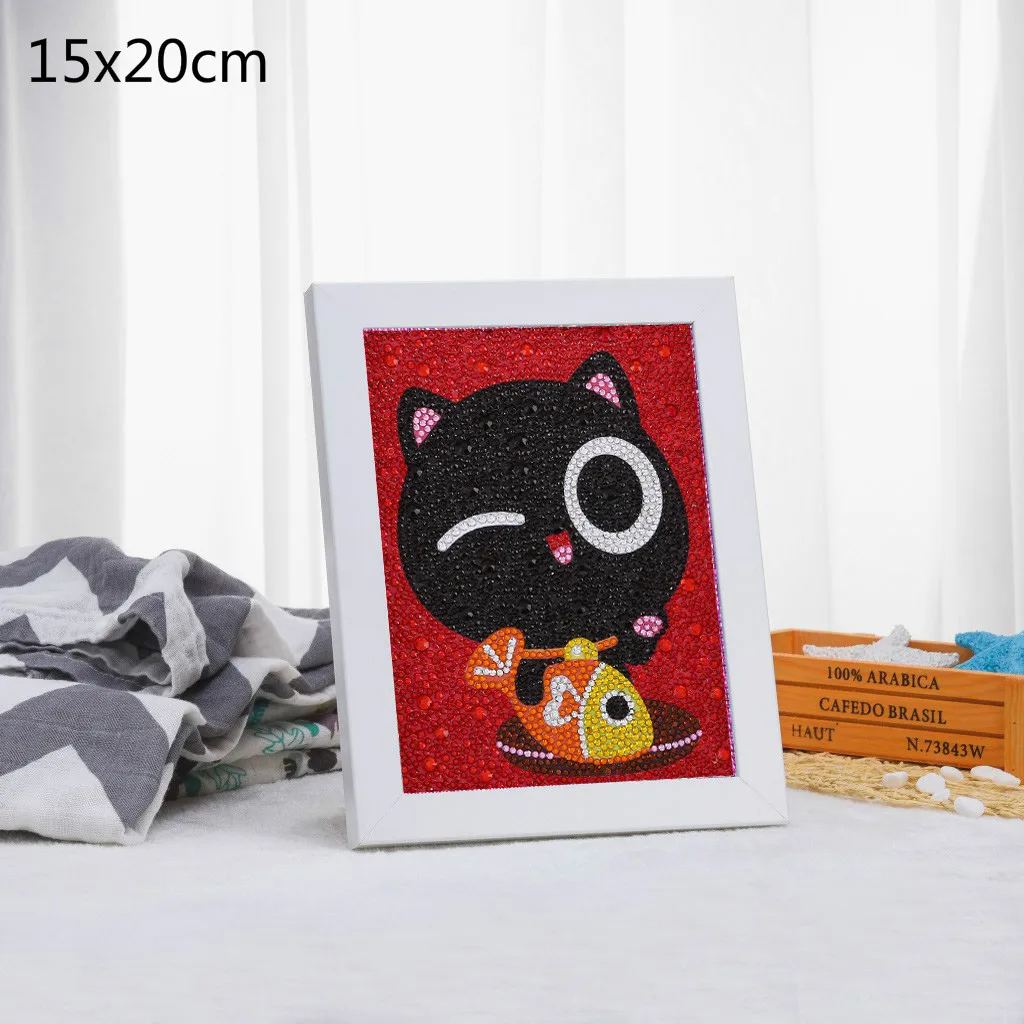 cat 5D DIY Полная Алмазная Картина милые животные алмаз особенной формы вышивка динозавр собака слон для детей игрушка для декорации дома - Цвет: cat