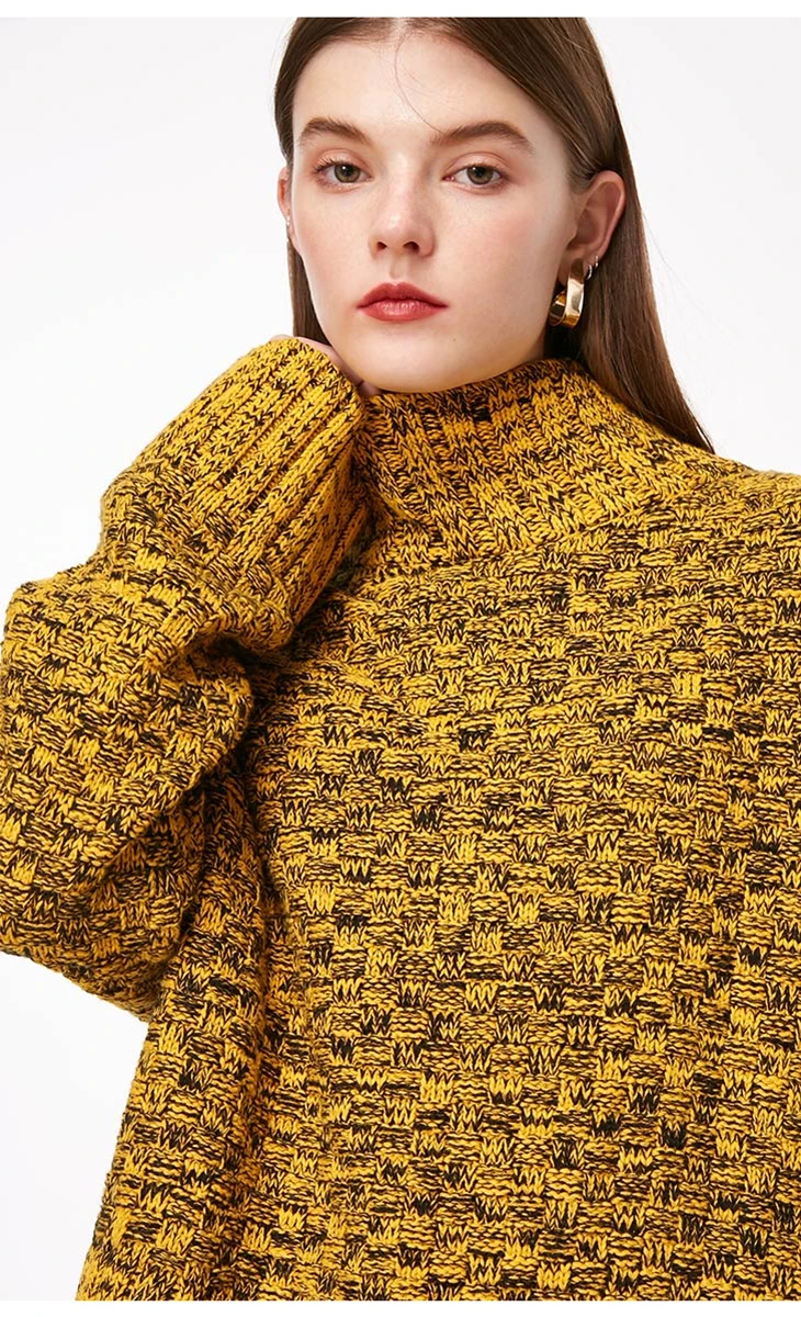 ONLY Women's Loose Fit Check Pattern High-necked Pullover |118313561