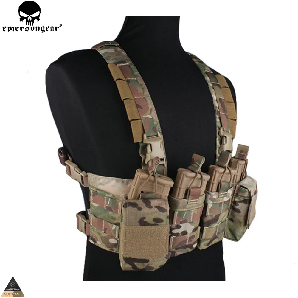 EMERSONGEAR Easy Chest Rig Vest Tactical Combat Recon Vest with Magazine Pouch Airsoft Hunting Paintball Vest Multicam EM7450