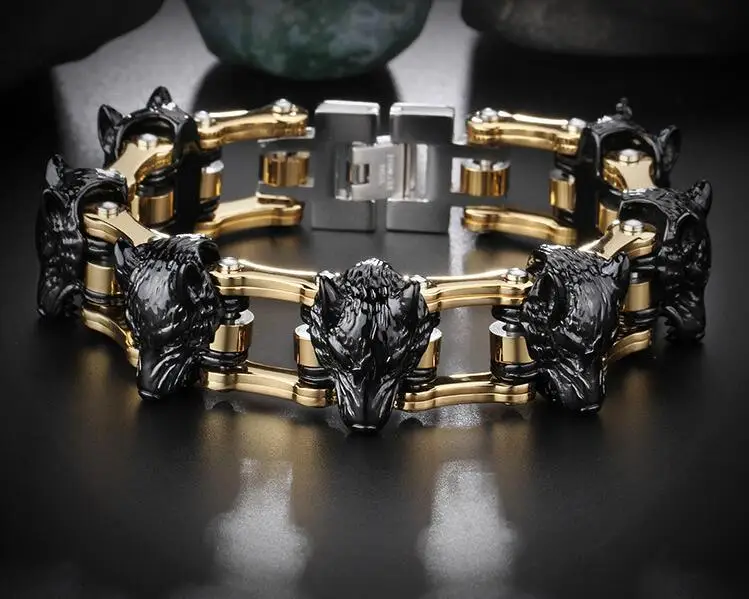 22 5 СМ Панк крутой мужской спортивный черный лев голова волка золотой велосипед