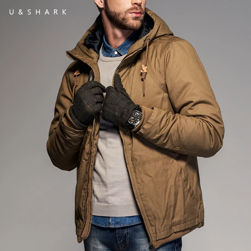 U &amp SHARK Новинка зимы Для мужчин Хлопковые пиджаки пальто плотная верхняя одежда