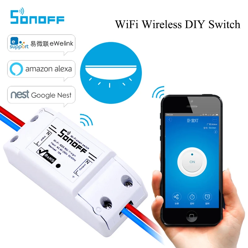 2 шт. Sonoff основной умный дом Wi Fi DIY Переключатель беспроводной MQTT COAP Android IOS