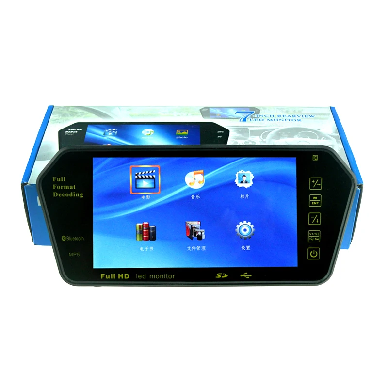 7 ''дюймовый HD видео плеер автомобиля MP4 MP5 TFT bluetooth Авто монитор зеркала