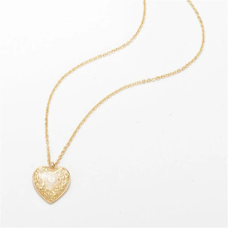 Trendy Gold Color Heart Charm Pendant Necklace for Women Simple Thin Chain Chokers Chic Long Necklaces Girls Accessories | Украшения и