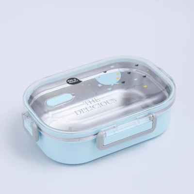 Blue one layer CHANOVEL 650 мл 304 нержавеющая сталь японский Ланч-бокс с отделениями Бенто-бокс для детей школы пикника контейнер для еды - Цвет: Blue one layer