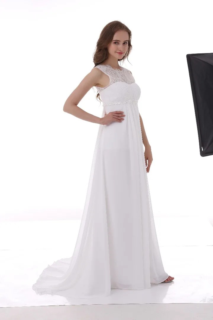Real Photo Women Lace Empire Pregnant Wedding Dresses Vintage Chiffon Dress Vestidos De Noiva Marriage Robe Mariage | Свадьбы и