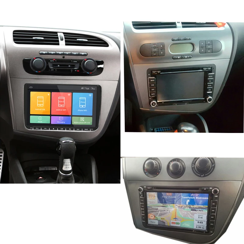 Двойной 2 DIN стерео GPS автомобильный DVD рамка радио фасции для SEAT Leon (LHD) левый