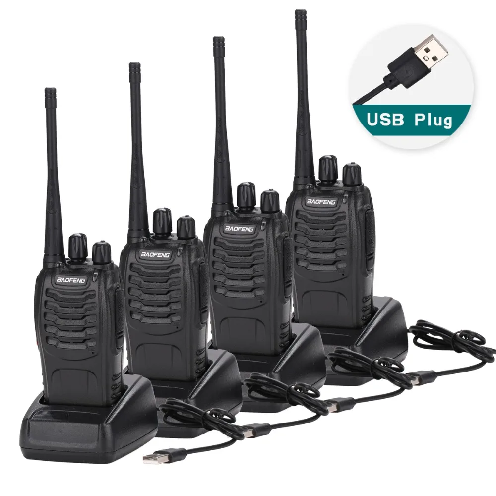 4 шт. Baofeng BF-888S иди и болтай Walkie Talkie “иди зарядным устройством USB адаптер