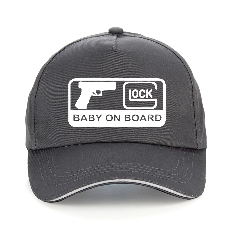 Серый GLOCK BABY ON BOARD Кепка с надписью мужская бейсбольная Кепка Glock s высокого качества с принтом унисекс Плавная шляпа хип хоп кости - Цвет: Серый