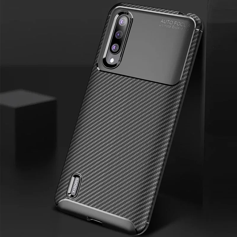 Luxury Carbon Fibe Phone Cover for Xiaomi Mi CC9 A3 Case Shockproof Soft Silicon TPU xiaom cc9e Lite | Мобильные телефоны и