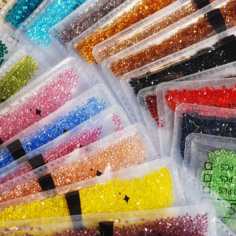 

T-TIAO CLUB Colorful Transparent Crystal Nail Rhinestones 1440pcs/lot Multi-size Manicure Nail Art 3D Decoration Nail Art Tips