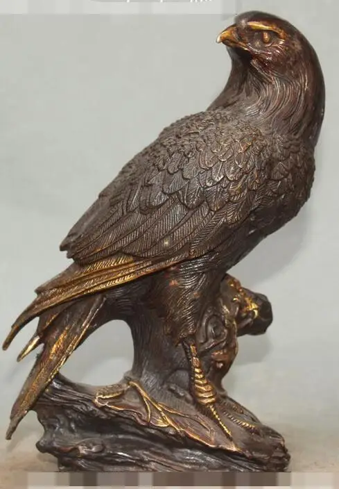 9 &quotКитайский Бронзовый позолоченный фэншуй свирепый Орел костюм сокола ястреба