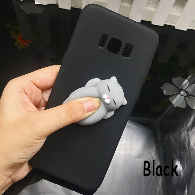 black squishy Мягкий силиконовый чехол из ТПУ с объемным изображением кота для samsung Galaxy A5, A6, A7, A8,, карамельный цвет, задняя крышка, J3, J5, J7,, C9 pro, чехол для телефона s - Цвет: black squishy