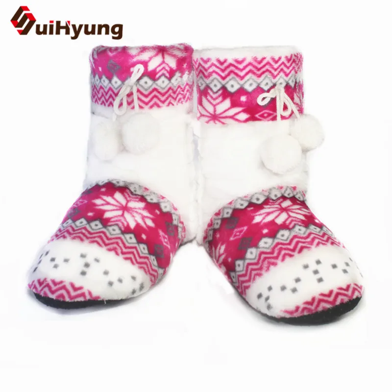 Suihyung/женская домашняя хлопковая обувь; Зимние теплые плюшевые тапочки; женские мягкие Нескользящие домашние тапочки из флока; Разноцветные слипоны