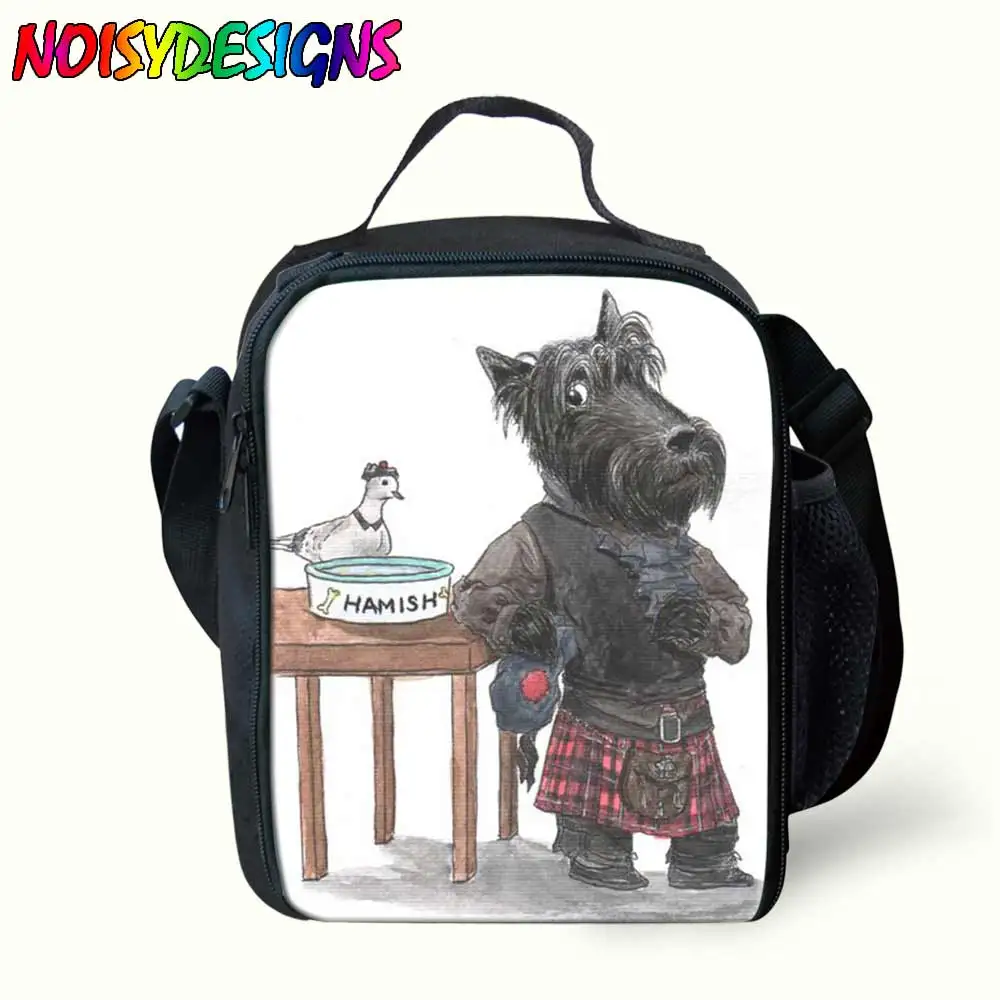 Сумка для ланча с милыми собаками Scottie изолированная детей мальчиков и девочек