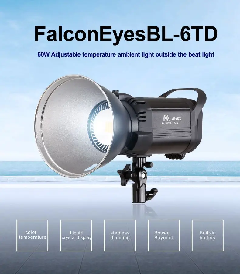 Falcon Eyes фотографический светильник ing светодиодный студийный заполняющий светильник 60 Вт двухцветный 3000 K-8000 K с байонетом Bowen и отражателем и ручкой BL-6TD