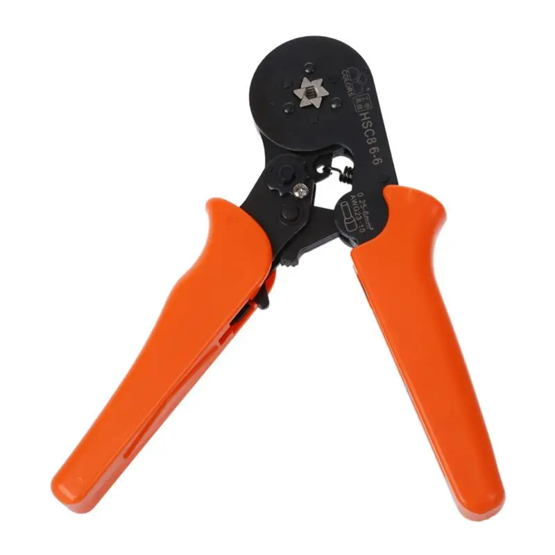 

Adjusting Ratcheting Square Ferrule Wire Cable Crimper Plier Crimping Crimp Tool AWG23-10 Orange