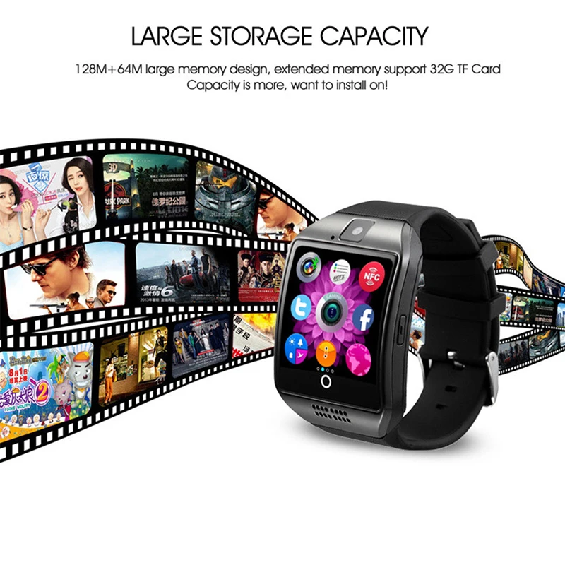 MOCRUX Bluetooth Смарт часы Q18 с камерой Facebook Whatsapp Twitter Синхронизация SMS Smartwatch поддержка SIM TF карты для IOS Android