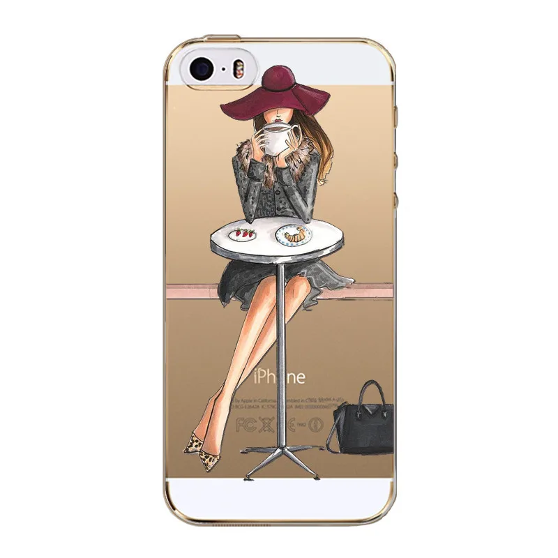 Чехол для Funda Iphone7 чехол мягкий из ТПУ capinha para iphone 6s 7 8 Plus 5 5S SE Роскошный женщин и