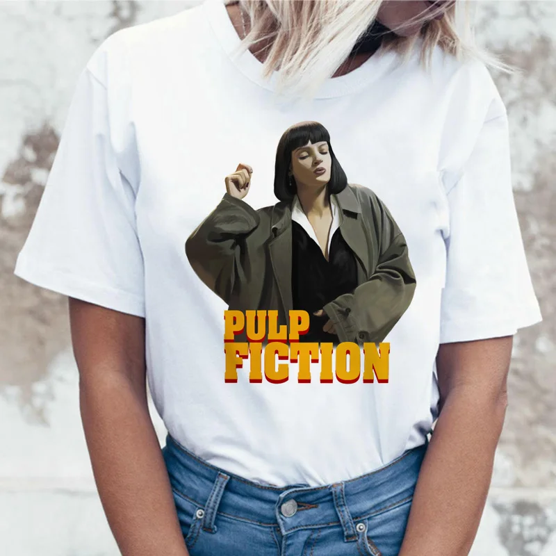 Футболка Pulp Fiction mia забавные летние футболки женские топы 90s новинка 2019 футболка