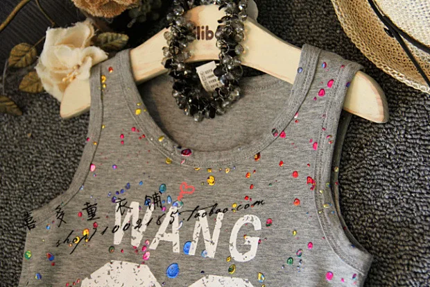 number 83 print girls dress summer new clothes chiffio patchwork kids for party sleeveless gray Graffiti jacket girl | Детская одежда и