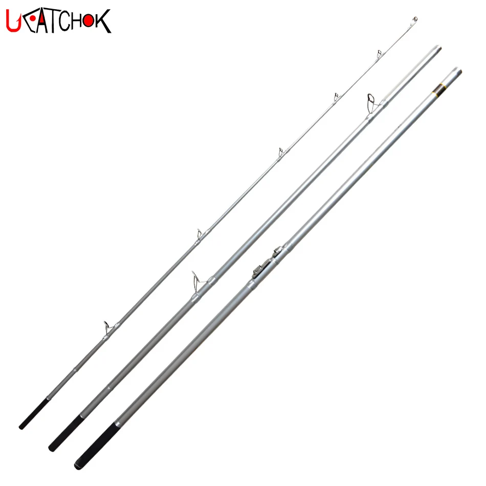 

4.2M KW Guides 100-250g lure Weight 3section carbon fiber H power fast action surf carp rod beach far shot long casting rod