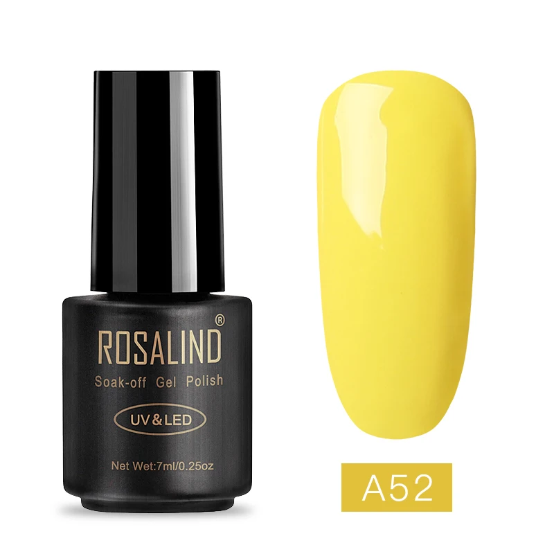 A52 ROSALIND Гель-лак для ногтей неоновый цветной набор для маникюра Полупостоянный УФ основа верхнее покрытие Гель-лак для ногтей гибридный - Цвет: A52