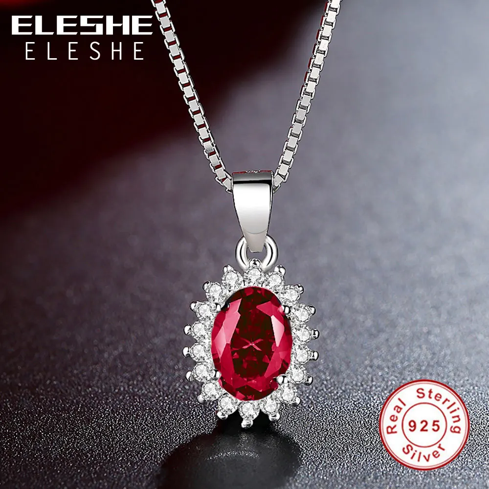 ELESHE ювелирный набор из стерлингового серебра 925 пробы Циркон Bijoux красные хрустальные свадебные аксессуары вечерние серьги ожерелье для женщин подарок