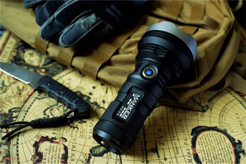 Manker MK35 2550 люменов Cree XHP35 HI светодиодный фонарик 1420 м фонарь для поиска+ 4x3400 mAh 18650 аккумуляторные батареи