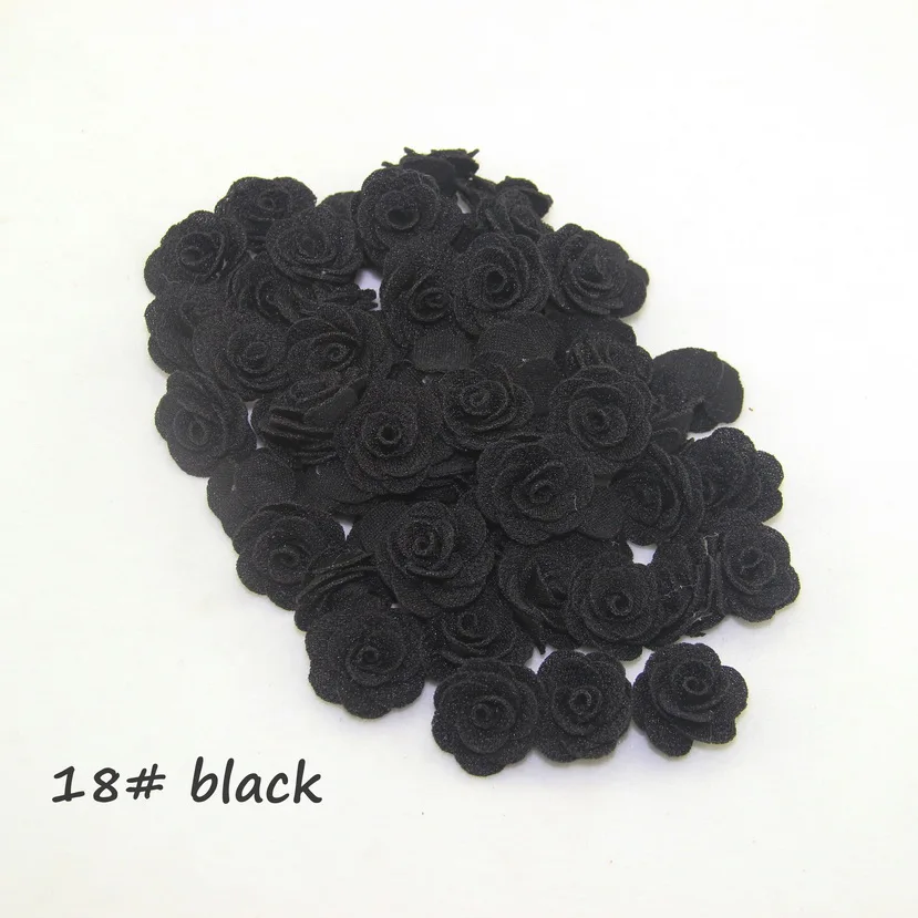 18 black 24 шт./пакет искусственная Камелия цветок 2,5 см Шифоновый Цветок для волос DIY принадлежности Свадебный букет домашнее украшение - Цвет: 18 black