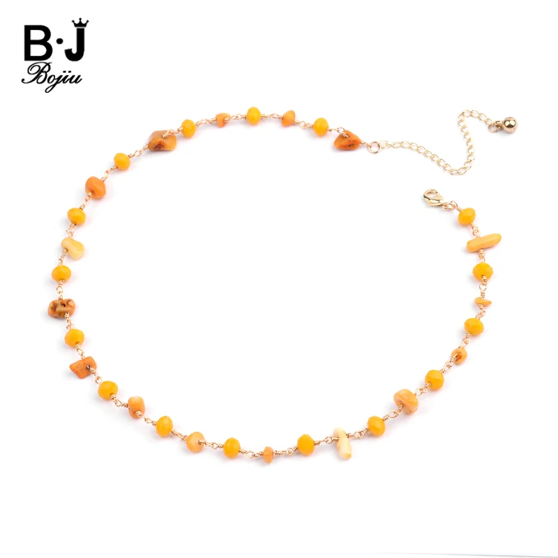 BOJIU регулируемое изящное женское колье маленький натуральный камень жемчуг