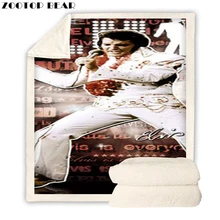 Плюшевое одеяло с принтом шерпа флис микрофибра Elvis Presley