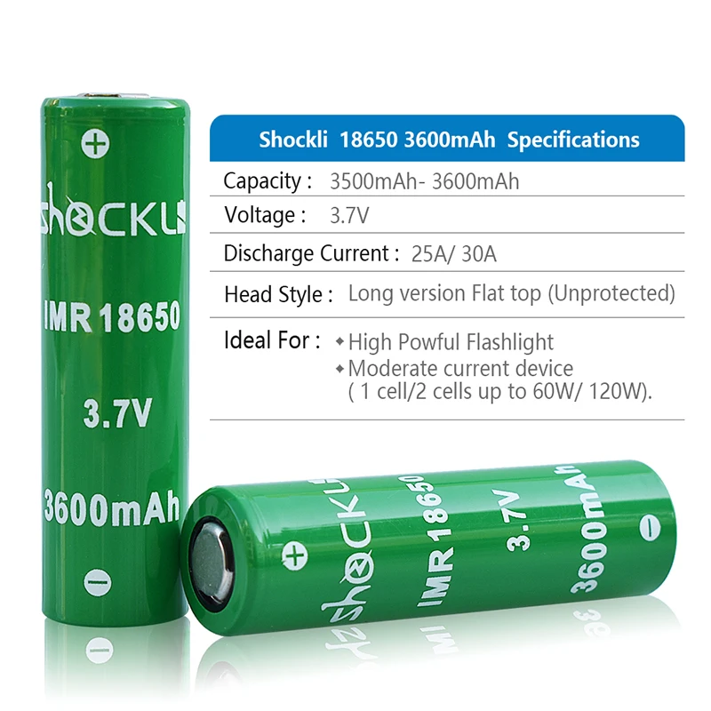 Shockli 18650 батарея 3600mAh 3500mAh 3 7 V литий-ионная аккумуляторная 30A литиевая для фонарей