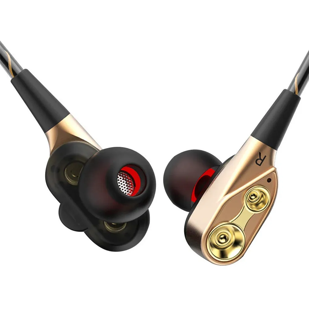 HI-FI In-ear Bass Dual Drive Wired earphones Stereo headset headphones wire with mic 3.5MM for phone xiaomi huawei iphone | Электроника