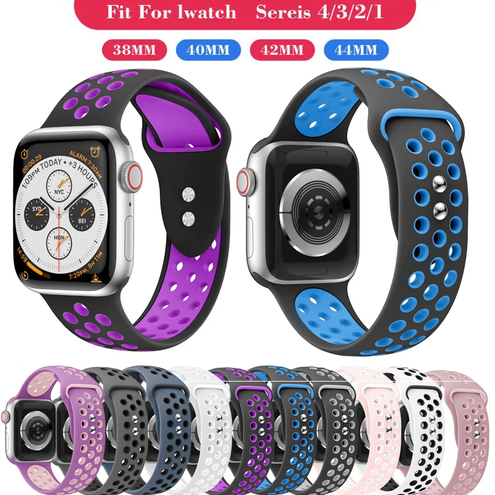 Удлиненный силиконовый сменный спортивный ремешок для Apple Watch Band 38 мм 40 мм 42 мм 44 мм браслетный ремешок для часов для iWatch Series 4/3/2/1