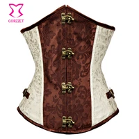 vintage brownbeige steel boned underbust corset gothique steampunk corsets and bustiers sexy gothic corselet women korset