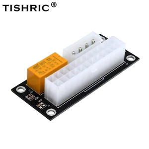 TISHRIC ПК рабочий стол черный ATX 24Pin до 4Pin Molex двойной блок питания синхронизация стартер удлинитель Кабель карта для биткоина Ming